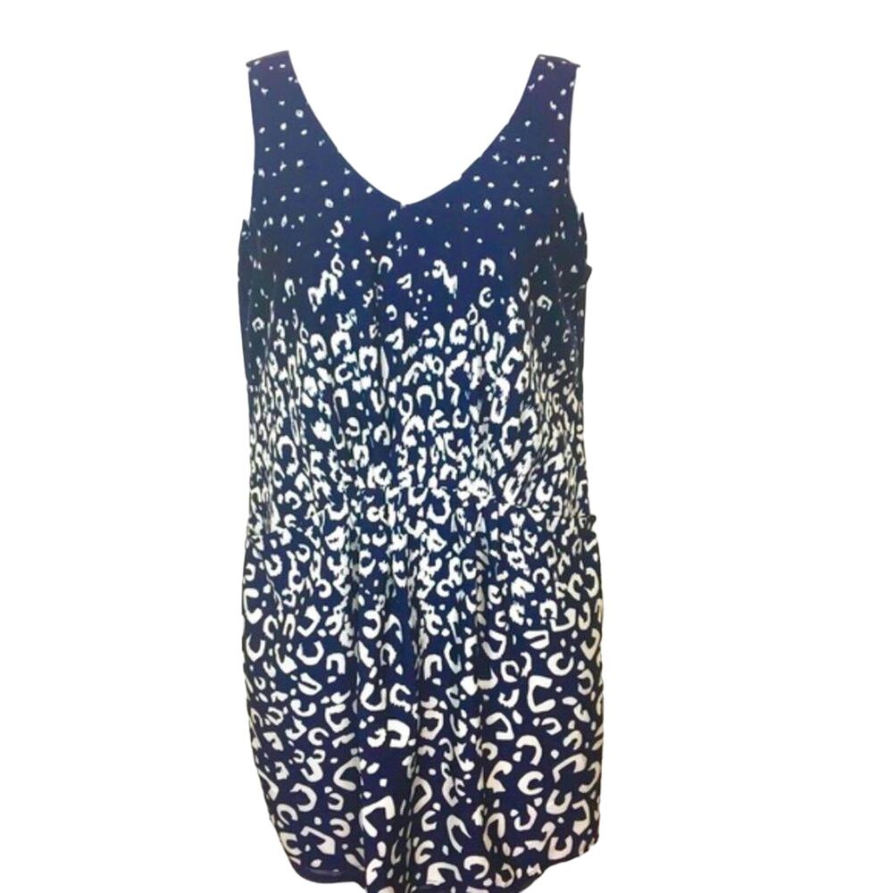 Joe Fresh Women’s Navy and White V-Neck Dotted Sundress with Pockets Size 10